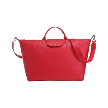 LONGCHAMP Le Pliage Cuir Sheepskin Dumpling Bag Handbags Large Size Women's Red