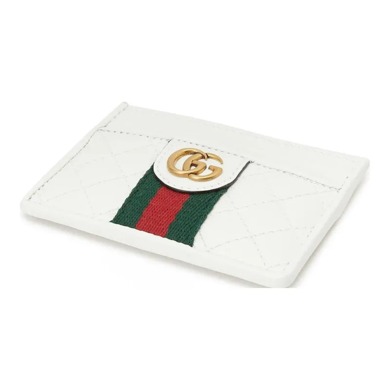 GUCCI Leather Card Holder Card Holder Women's White-2