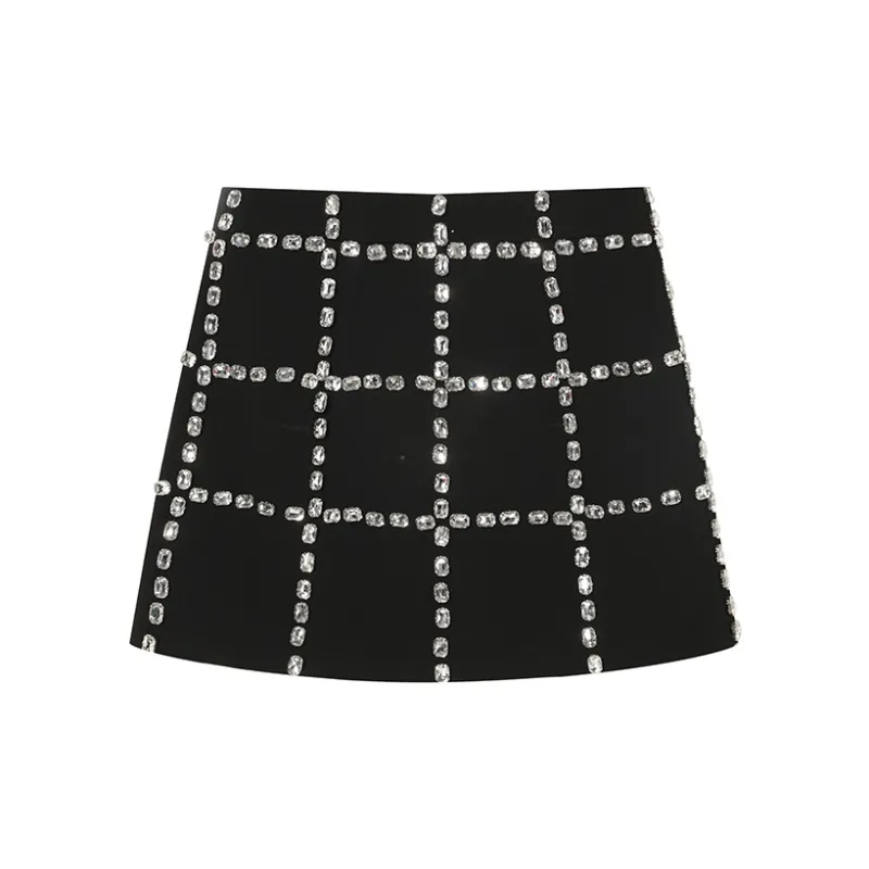 TCH Casual Short Skirts Women's Black With Silver Logo-1