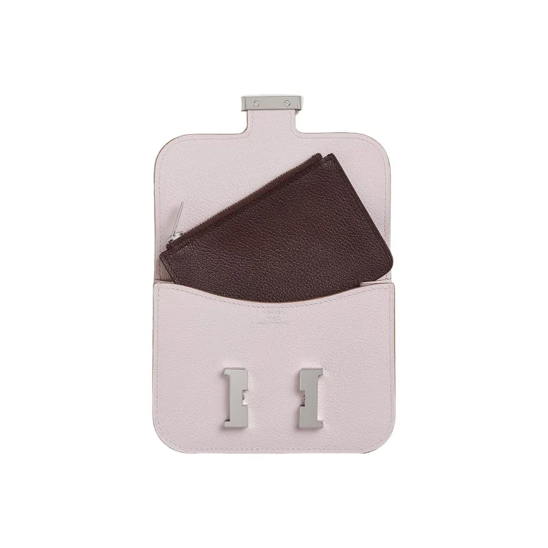 HERMES Constance Slim Evercolor Calfskin Wallet, Card Holder, Fanny Pack Regular Women's Dream Purple & Saddle Red-1