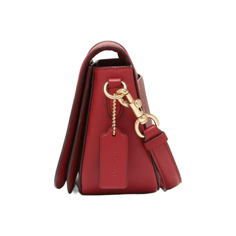 COACH Saddle Coated Canvas With Smooth Leather Saddle Bag Shoulder Bag Crossbody Bag Small Size Women's Red-2