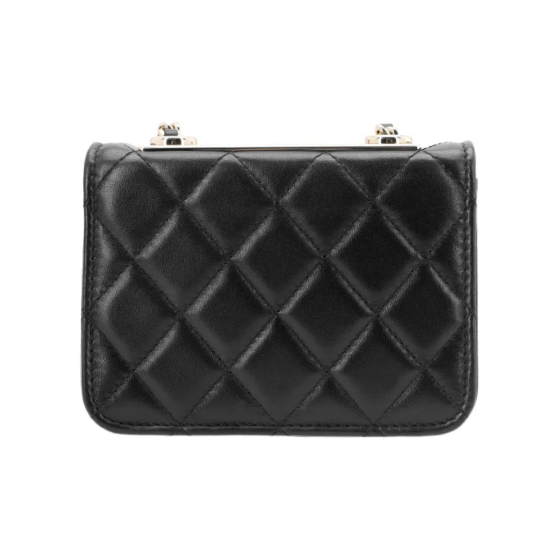 CHANEL Trendy Cc Sheepskin Coin Purse, Shoulder Bag, Crossbody Bag Women's Black-2
