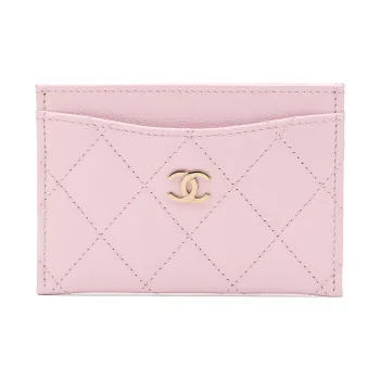 CHANEL Cow Leather Coin Purse, Card Holder Women's Pink