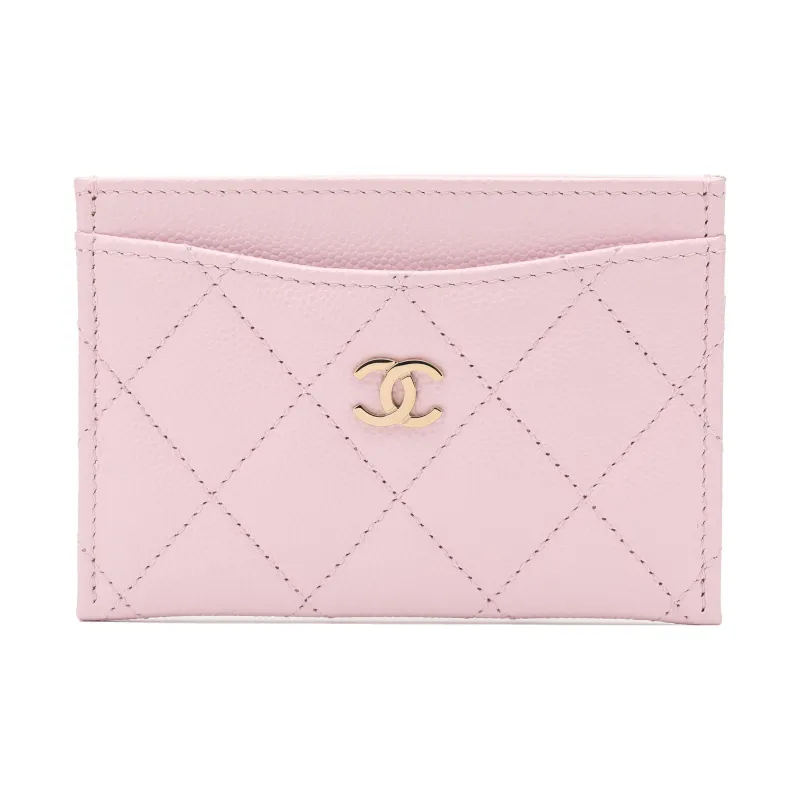 CHANEL Grain Embossed Cow Leather Coin Purse, Card Holder Women's Pink-0