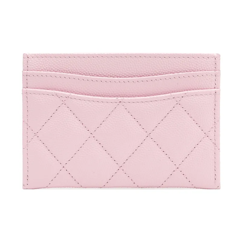 CHANEL Grain Embossed Cow Leather Coin Purse, Card Holder Women's Pink-2