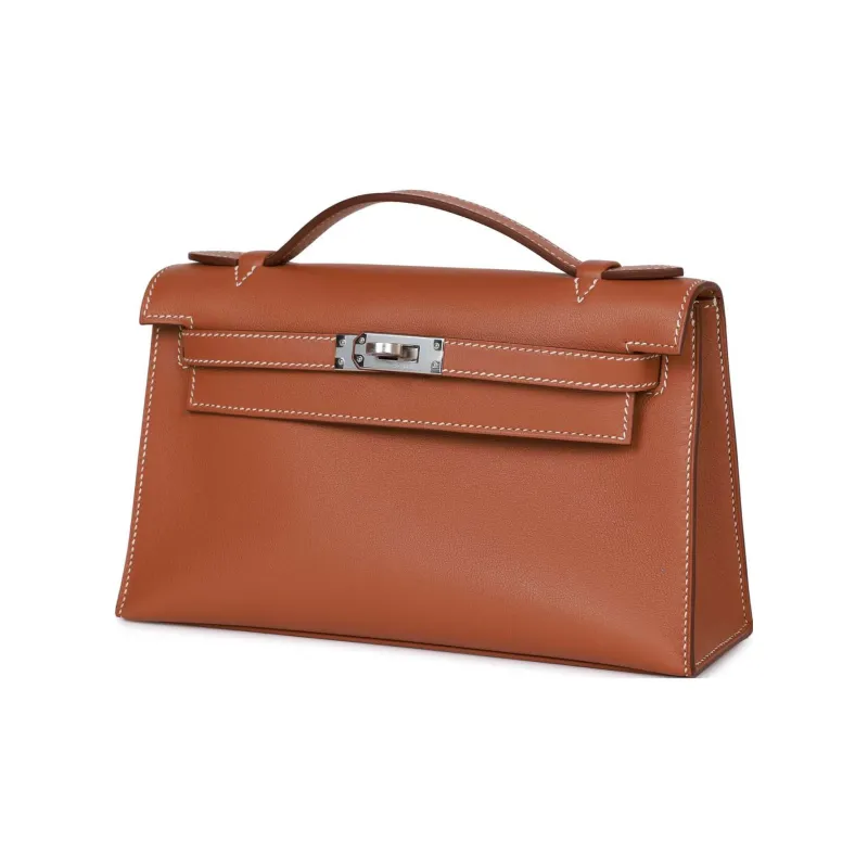 HERMES Mini Kelly Generation 1 Lambskin Kelly Shoulder Bag, Crossbody Bag, Handbag Women's 37 Gold Brown-1