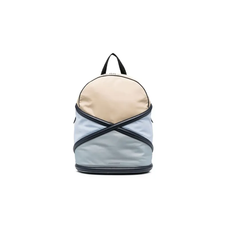 Alexander McQueen Calfskin Patchwork Fabric Backpack Men's White/Blue-0