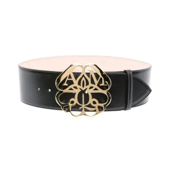 Alexander McQueen Flower Logo Plaque Buckle Belt