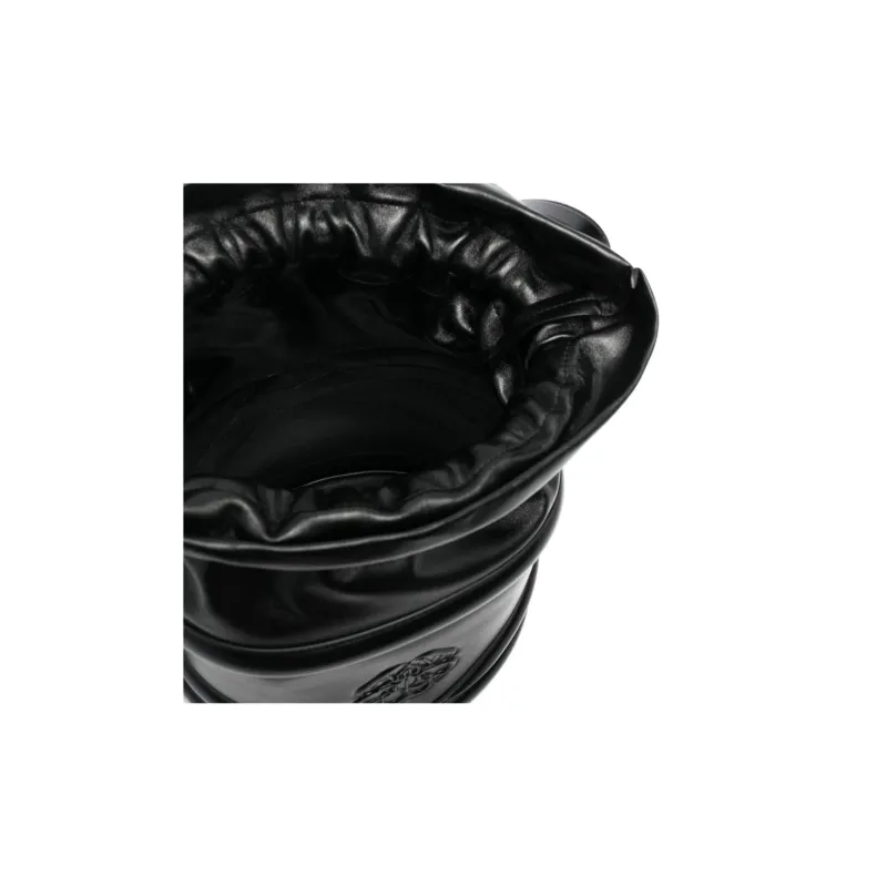 Alexander McQueen Soft Curve Calfskin Bucket Bags Crossbody Bag, Shoulder Bag Women's Black-5