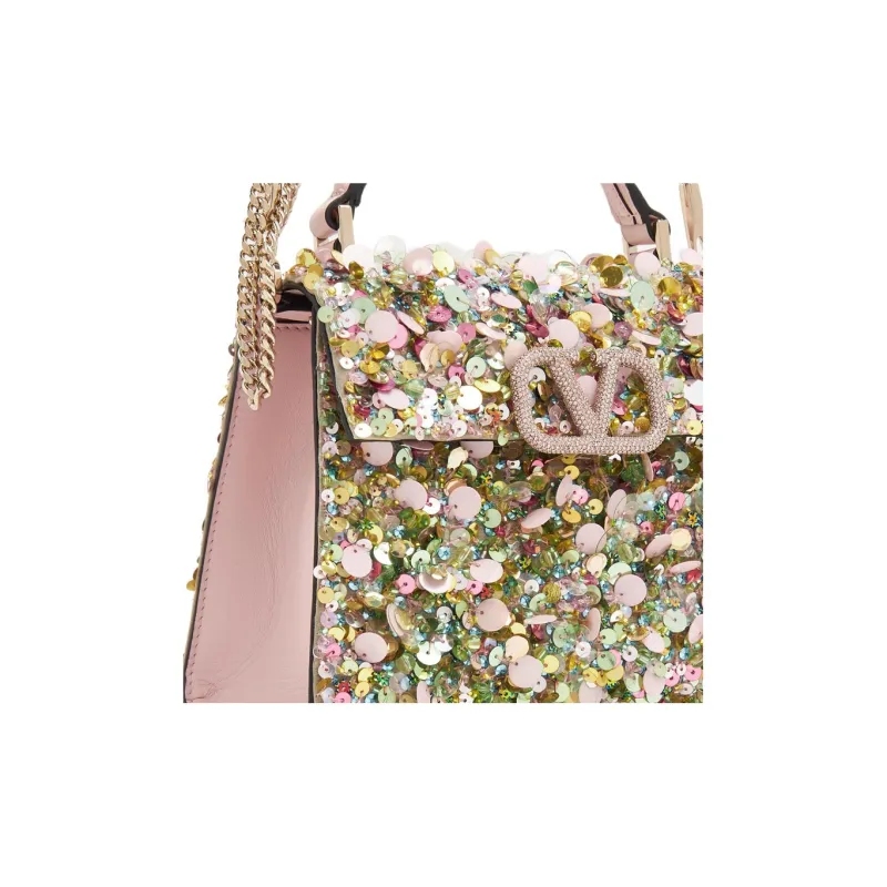 Valentino VSLING Rhinestone Shoulder Bag Crossbody Bag Handbag Mini Women's Multicolor-3