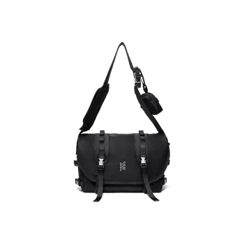 NOMK Oxford Shoulder Bag, Crossbody Bag Large Size Unisex Black