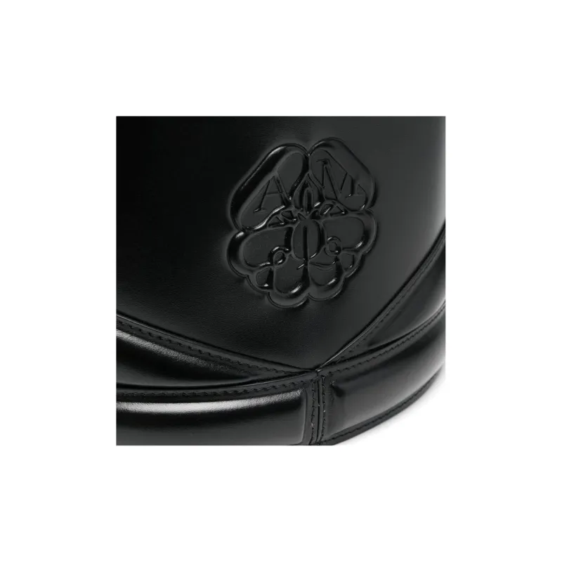Alexander McQueen Soft Curve Calfskin Bucket Bags Crossbody Bag, Shoulder Bag Women's Black-6