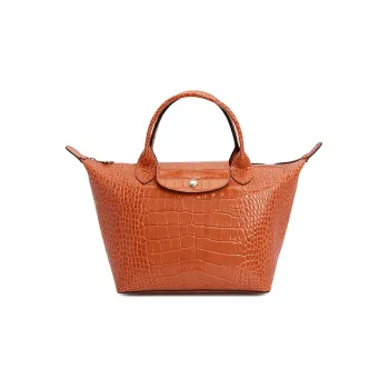LONGCHAMP Le Pliage Cuir Cow Leather Dumpling Bag Handbags Small Size Women's Coral Red