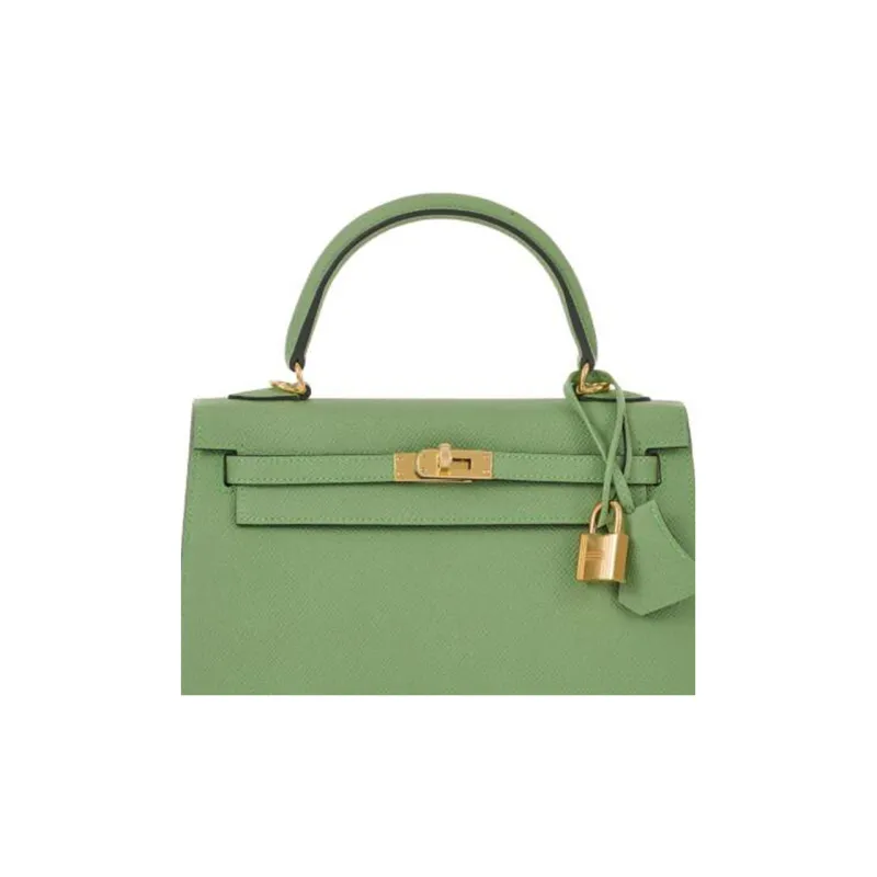 HERMES Kelly Epsom Calfskin Kelly Bag Shoulder Bag Crossbody Bag Handbag Women's 3I Vert Criquet Avocado Green-7