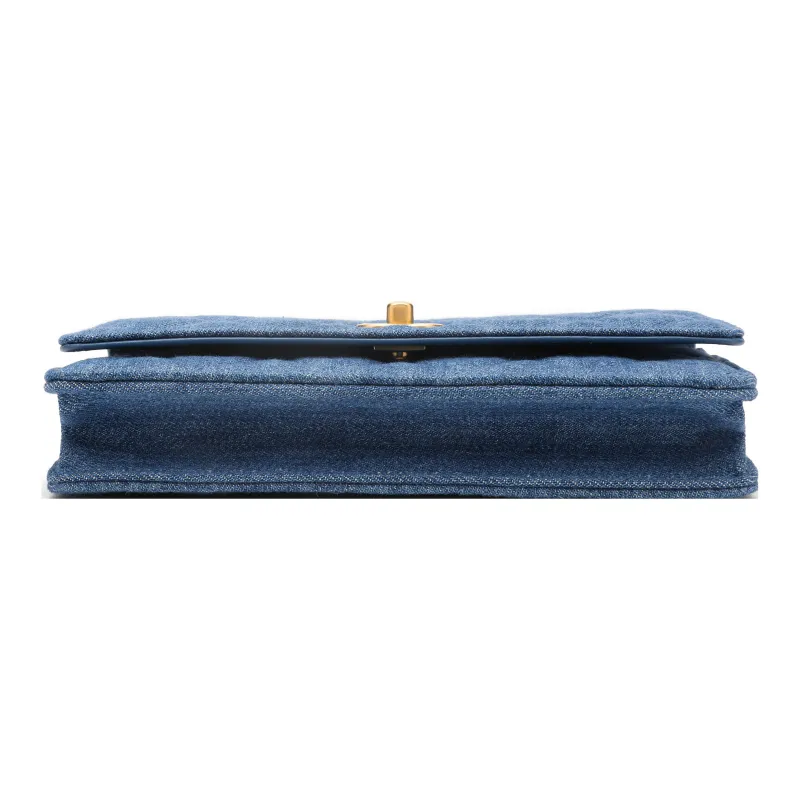 CHANEL Small Gold Ball WOC Velour Shoulder Bag, Crossbody Bag Women's Blue-3