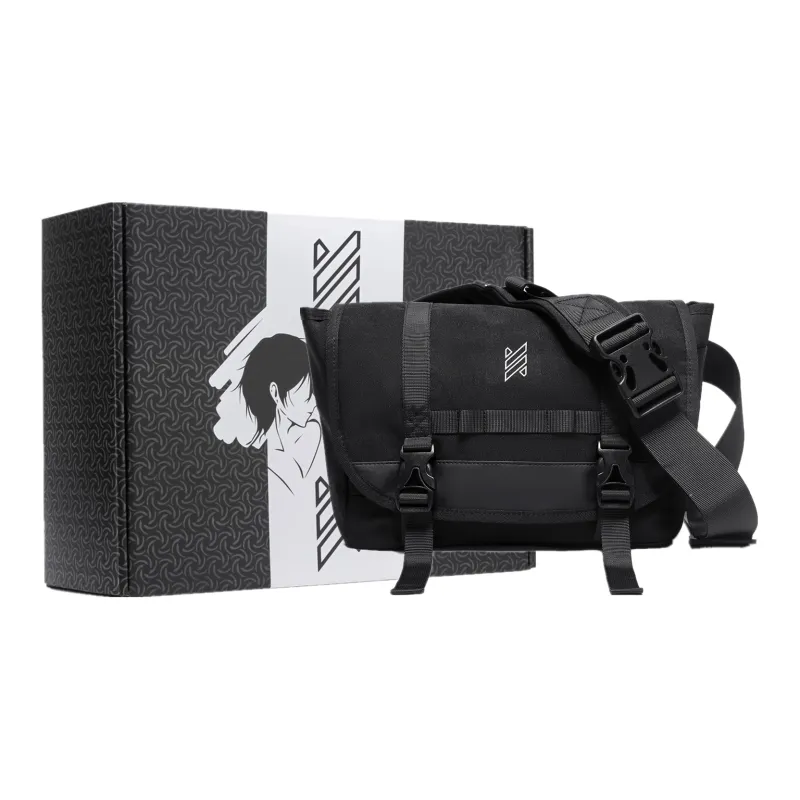 NOMK Oxford Messenger Bag, Shoulder Bag, Crossbody Bag Large Size Unisex Black-6