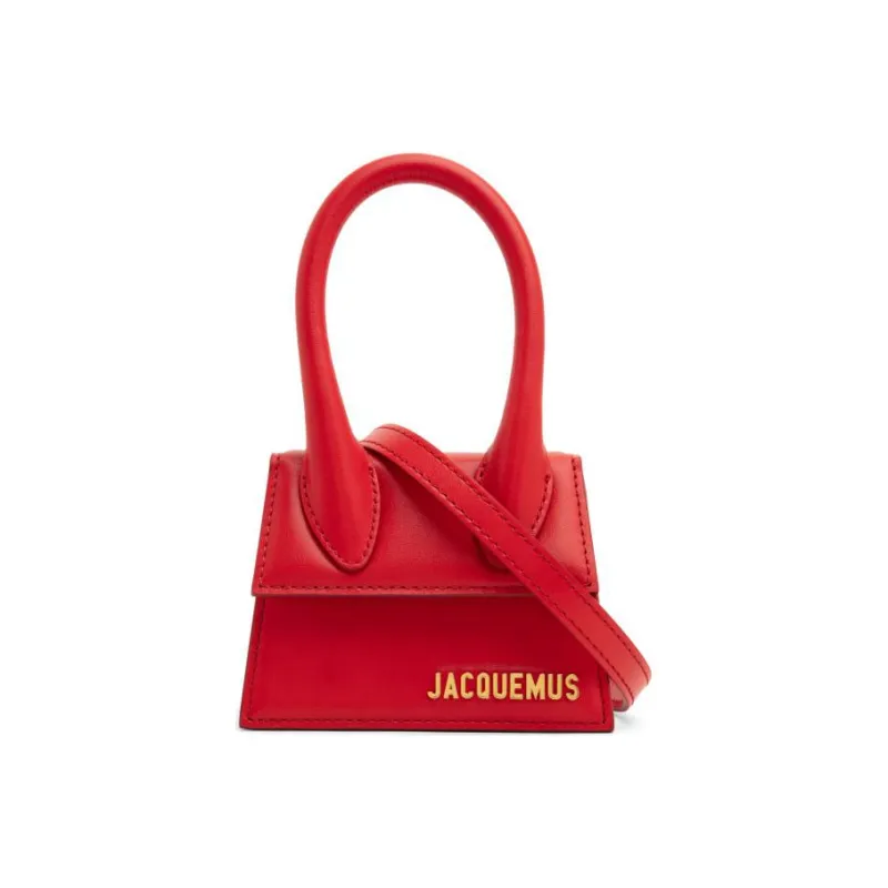 Jacquemus Leather Small Square Bag Shoulder Bag Handbag Mini Women's Red-1