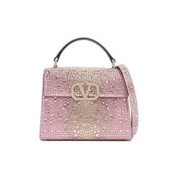 Valentino VSLING Rhinestone Shoulder Bag Crossbody Bag Handbag Mini Women's Pink