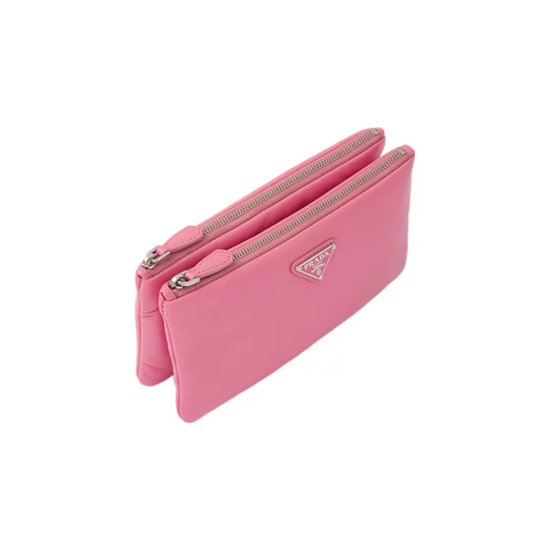 PRADA Soft Sheep Leather Clutch Regular Women's Pink-2