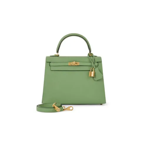 HERMES Kelly Epsom Calfskin Kelly Bag Shoulder Bag Crossbody Bag Handbag Women's 3I Vert Criquet Avocado Green