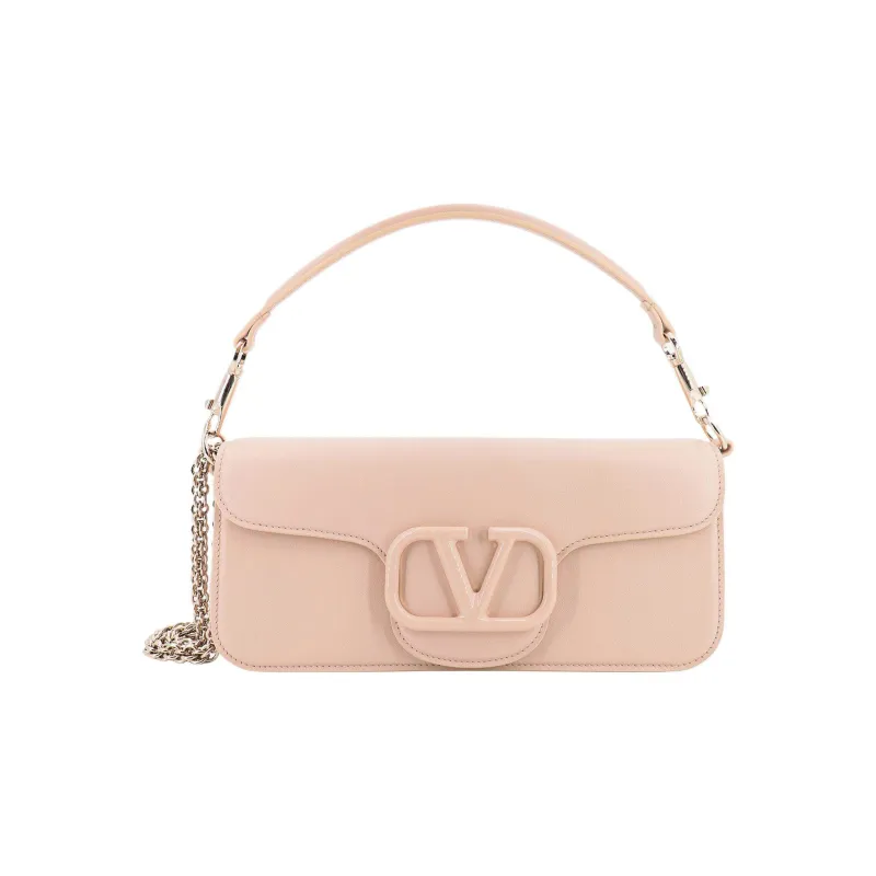 Valentino Locò Calfskin Baguette Bag Handbag Crossbody Bag Shoulder Bag Women's Light Pink-0