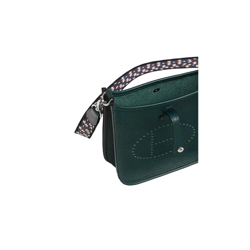 HERMES Evelyne Taurillon Clemence Leather Shoulder Bag, Crossbody Bag Women's Cypress Green-3