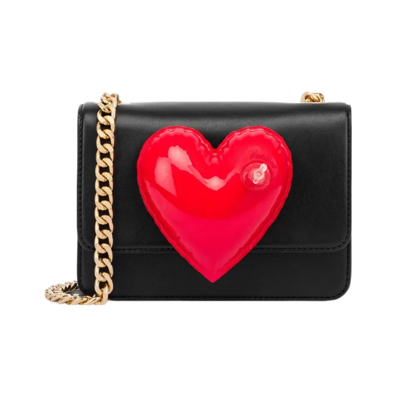 MOSCHINO Cow Leather Crossbody Bag, Shoulder Bag Women's Black-0