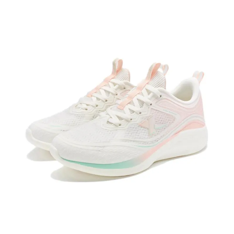 XTEP Lighten 7.0 Slip Resistant, Abrasion Resistant, Breathable Low Top Running Shoes Women's White Cyan Pink-1