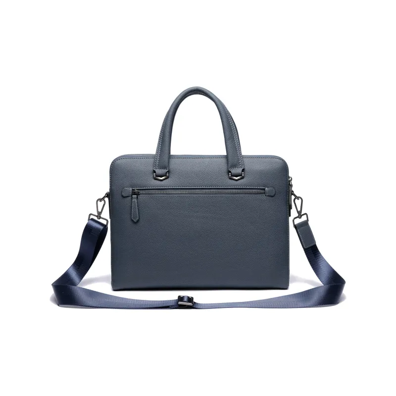 NOMK Top Grain Cow Leather Document Bag Shoulder Bag Crossbody Bag Briefcase Regular Unisex Black/Khaki/Blue-3