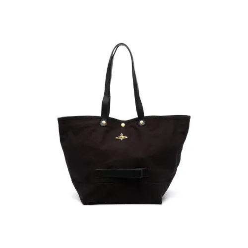 Vivienne Westwood Cotton Canvas Bag, Gancini Bag, Shopping Bag, Shoulder Bag, Handbag Women's Black