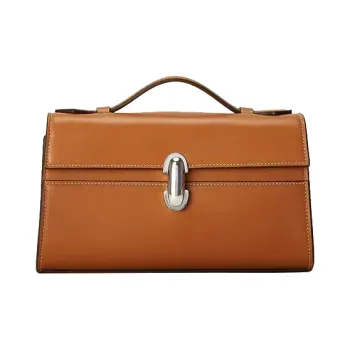 SAVETTE Cow Leather Handbag Small Size Women's Saddle Leather Caramel Brown