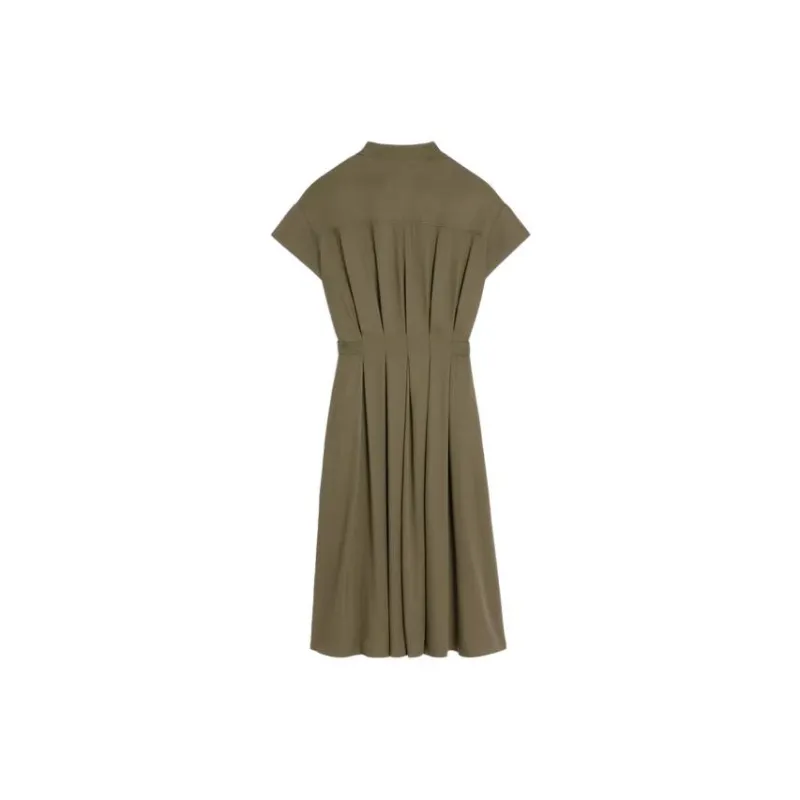 CELINE Short Sleeved Dresses Women's Brown Green-2