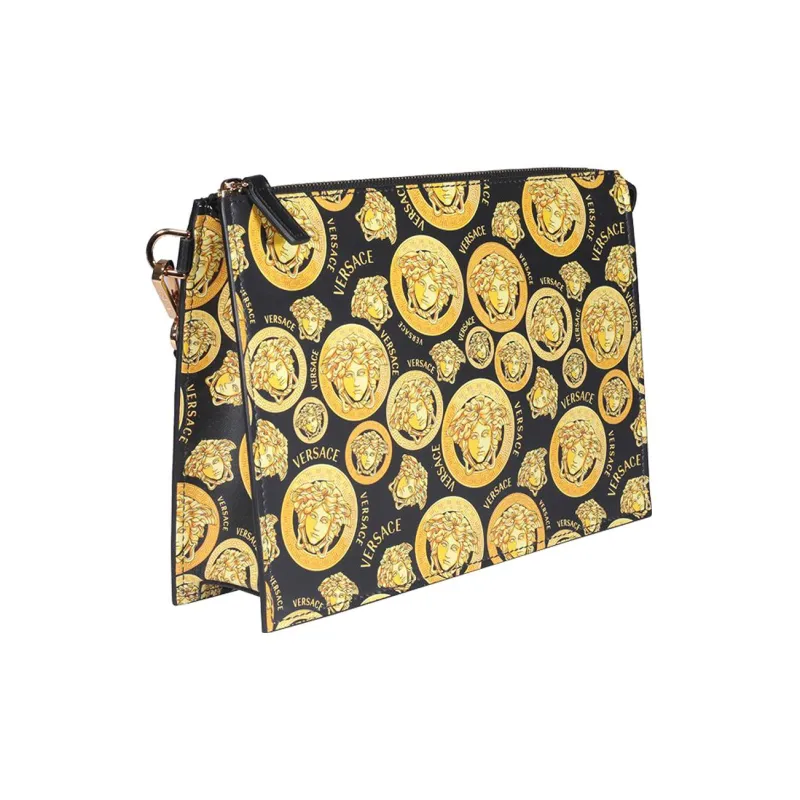 VERSACE Leather Briefcase Commute Bag Clutch Unisex Color Block-2