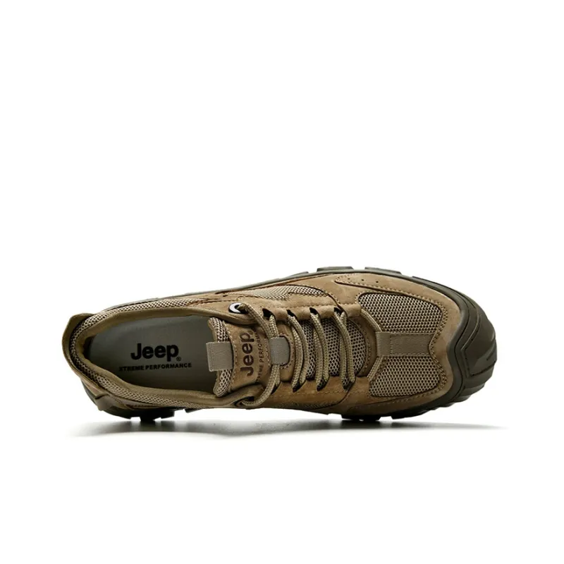 Jeep Cushioned Anti Slip Wear Resistant Waterproof Breathable Lightweight Low Top Casual Shoes Men's Brown-3