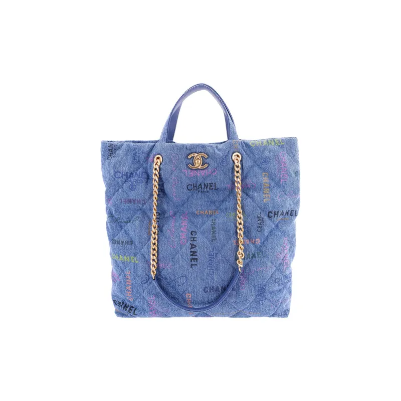 CHANEL Denim Tote Bag, Shopping Bag, Shoulder Bag, Handbag Women's Blue-0
