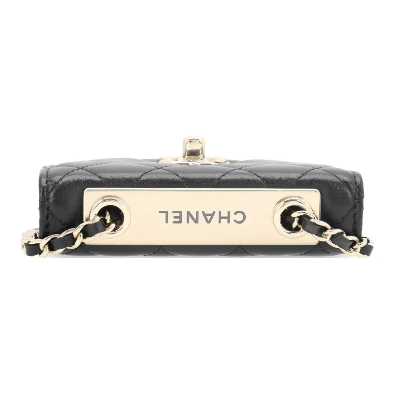 CHANEL Trendy Cc Sheepskin Coin Purse, Shoulder Bag, Crossbody Bag Women's Black-3