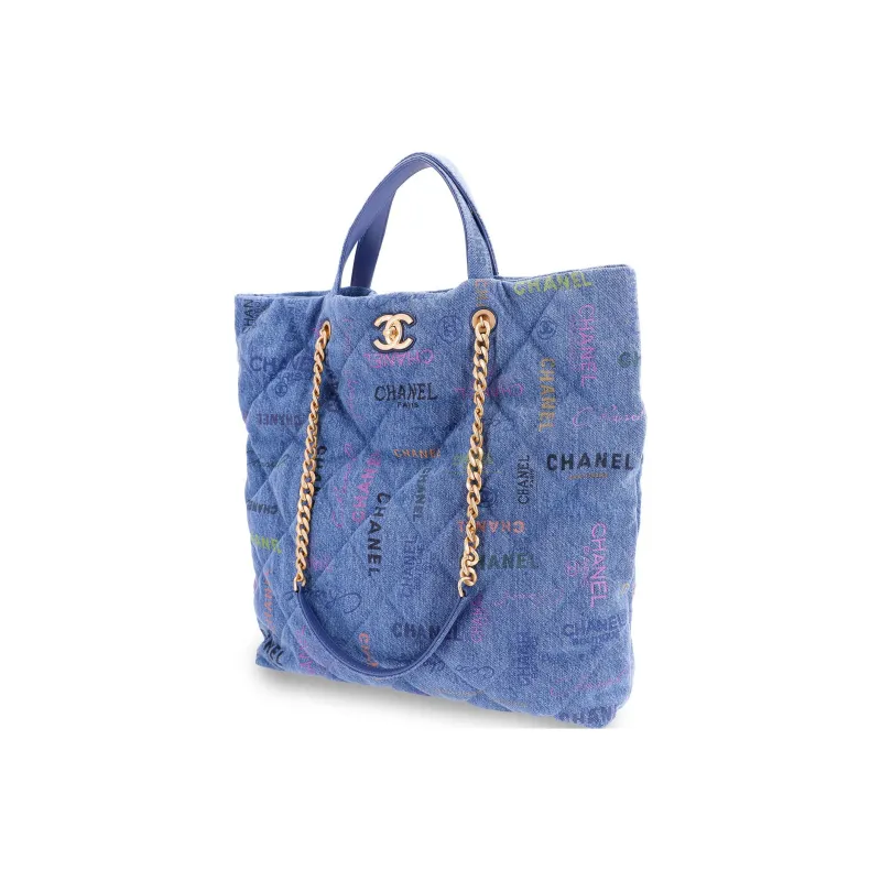 CHANEL Denim Tote Bag, Shopping Bag, Shoulder Bag, Handbag Women's Blue-1