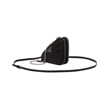 PRADA Leather One Shoulder Crossbody Clutch Mini Women's Black