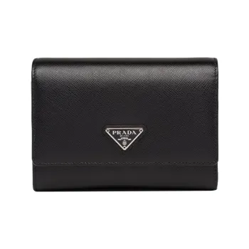 PRADA Saffiano Saffiano Leather Card Storage Bag Unisex Black