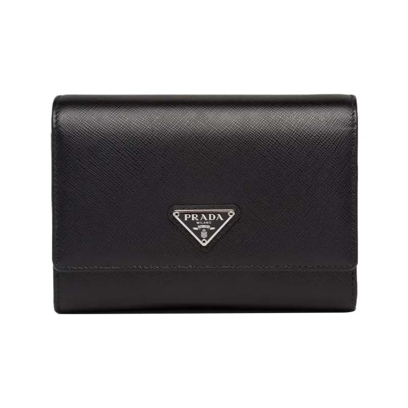 PRADA Saffiano Saffiano Leather Card Storage Bag Unisex Black-0