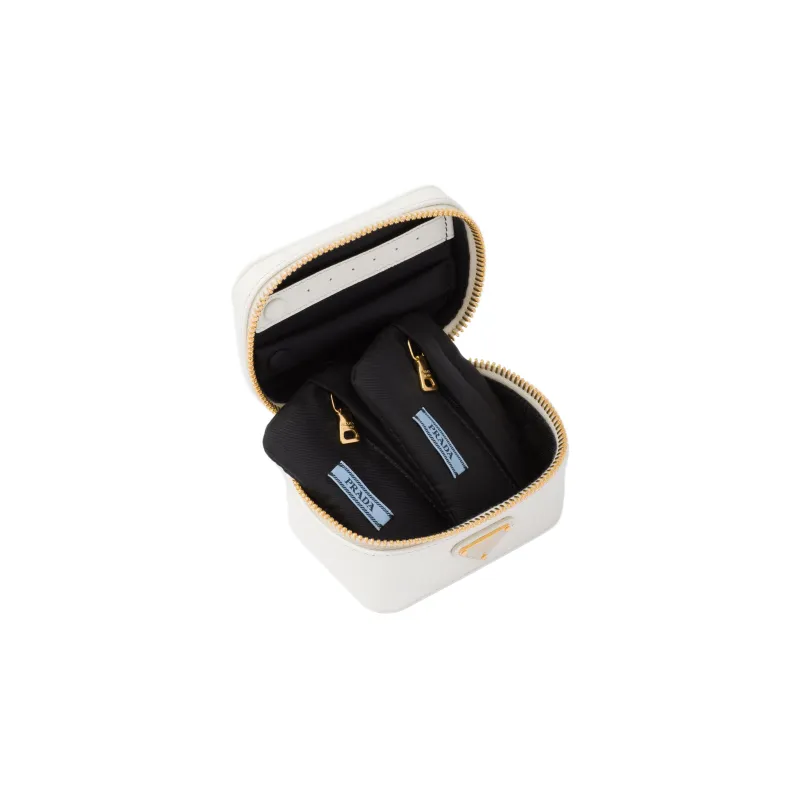 PRADA Leather Makeup Bag Women's White-2