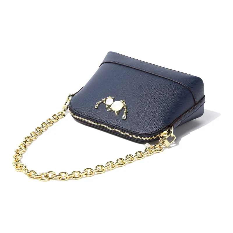 DORIS BETTY PU Dome Bag Shoulder Bag Crossbody Bag Small Size Women's Dark Blue-2