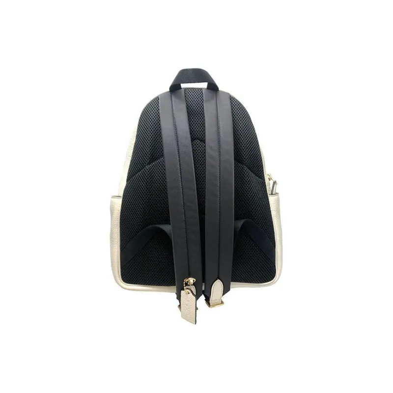 COACH Court Canvas With Leather Backpack Medium Size Women's Khaki & White-2