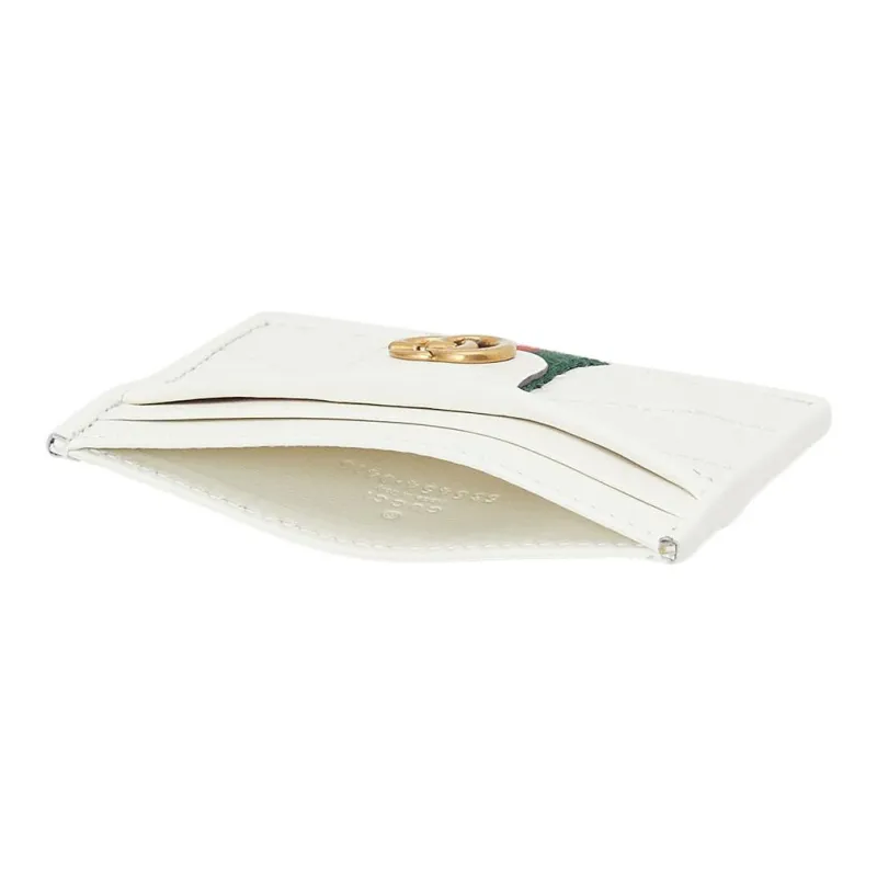 GUCCI Leather Card Holder Card Holder Women's White-3