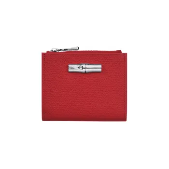 LONGCHAMP Roseau Cow Leather Wallet Regular Women's Red