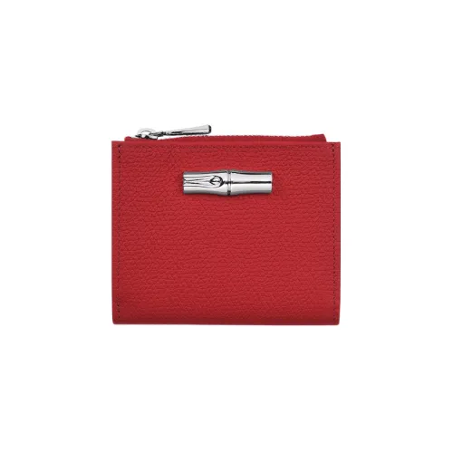 LONGCHAMP Roseau Cow Leather Wallet Regular Women's Red