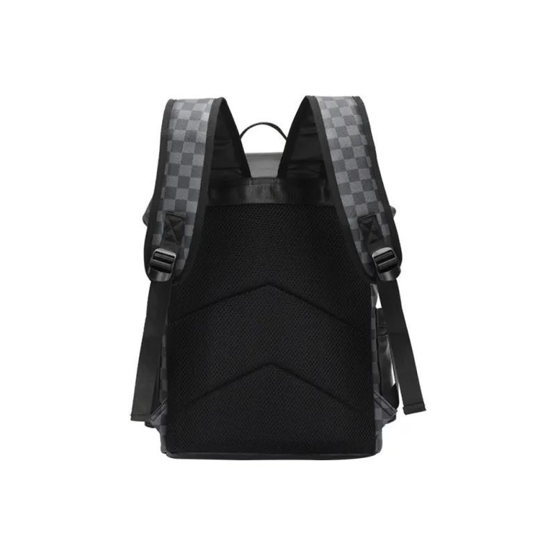 SURELAPTOP PU Laptop Backpack Large Size Unisex Checkerboard-11