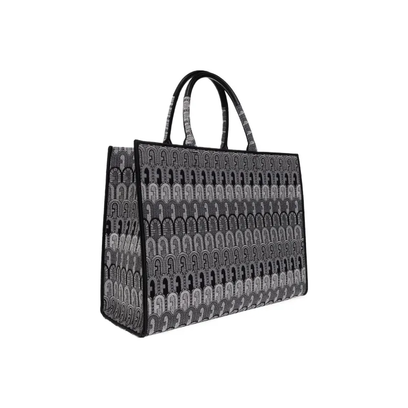 Furla Opportunity Fabric Tote Bag, Shopping Bag, Shoulder Bag, Handbag Large Size Women's Gray-1
