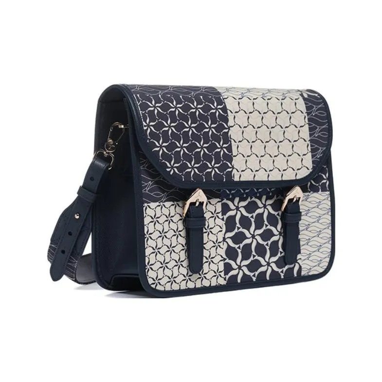 LI NING 1990 Leather With Fabric Messenger Bag, Crossbody Bag, Shoulder Bag Unisex Blue-1
