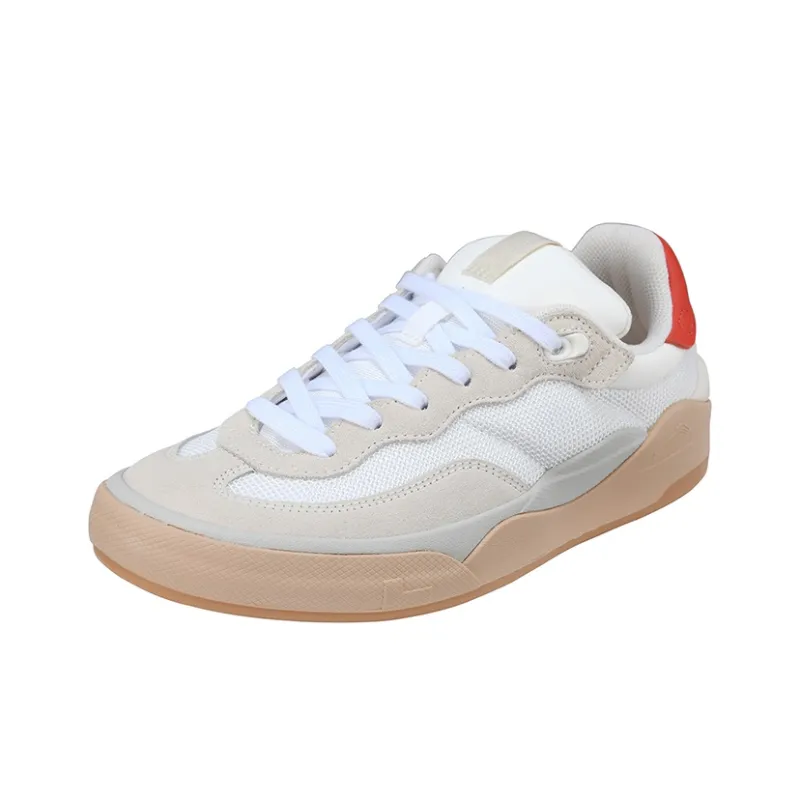 LiNing Skategeneral Abrasion Resistant Breathable Low Top Skateboard Shoes Women's Snow Egg Cream Gray-2